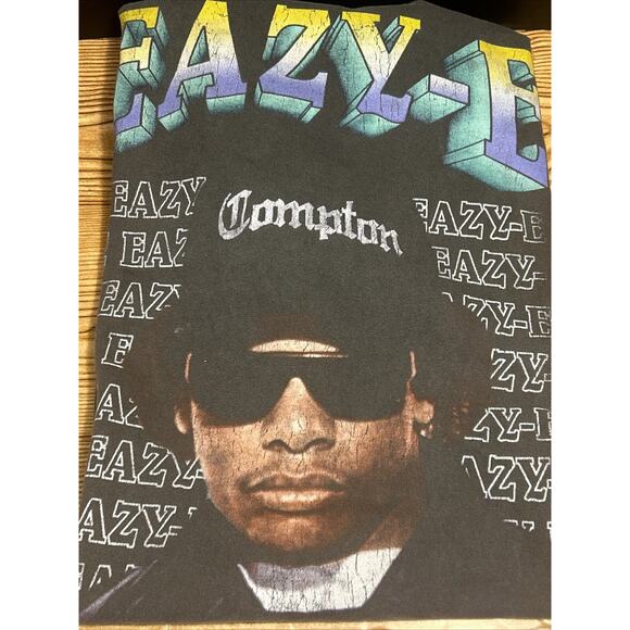 Eazy-E NWA Compton Men's Black Dye Wash Distressed Graphic T-Shirt XL - Picture 5 of 5